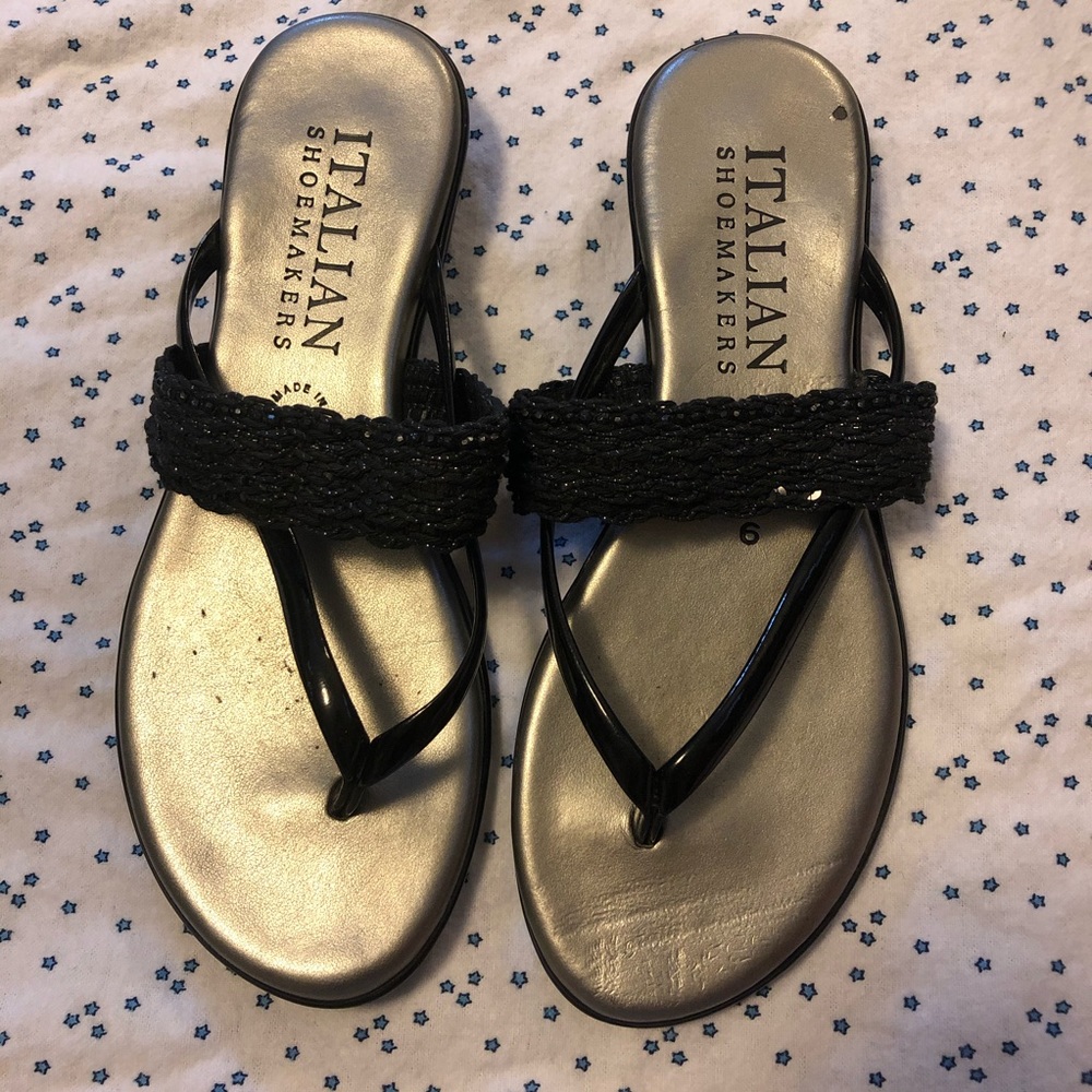 Real Italian Shoemakers Black Sandals/ Flip Flops